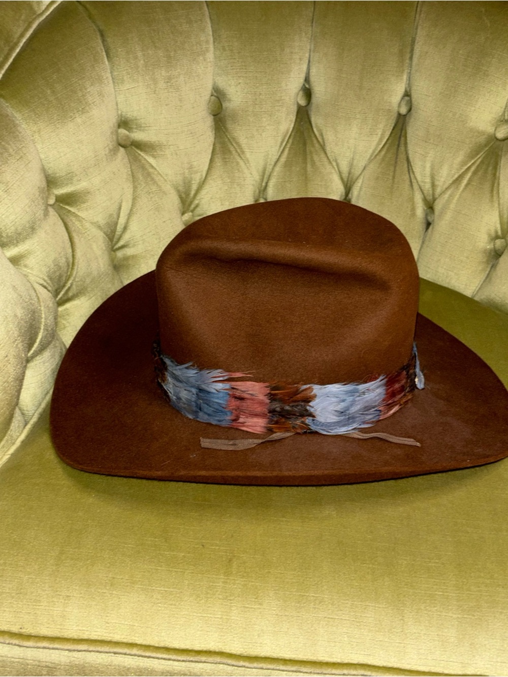 Sheplers Vintage Brick Style Brown Western Cowboy Hat Size 7 3/8